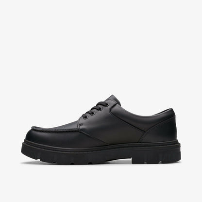 Lorcam Edge Youth Black Leather - Clarks Kids
