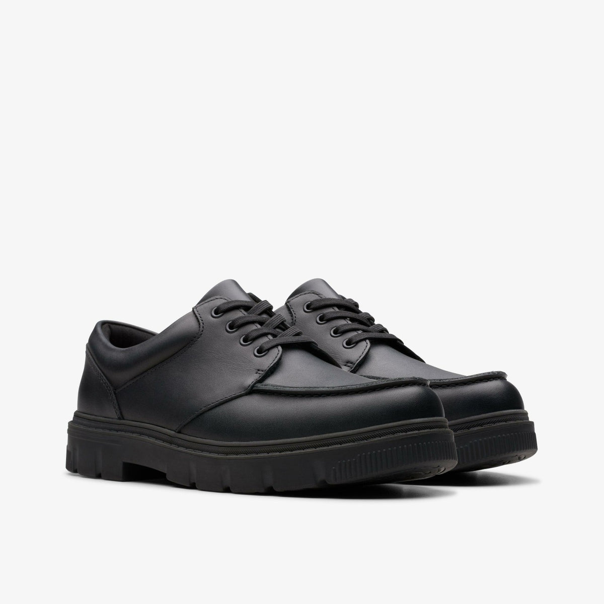 Lorcam Edge Youth Black Leather - Clarks Kids
