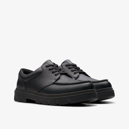 Lorcam Edge Youth Black Leather - Clarks Kids