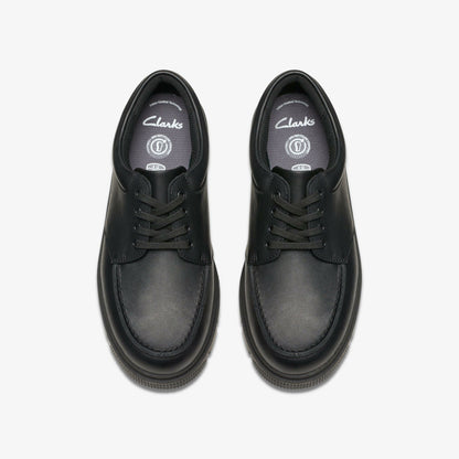 Lorcam Edge Youth Black Leather - Clarks Kids