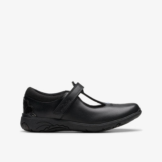 Relda Gem Kid Black Leather - Clarks Kids