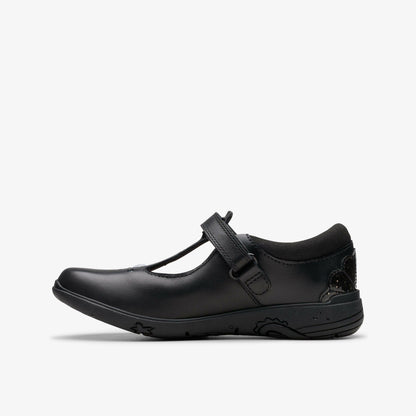 Relda Gem Kid Black Leather - Clarks Kids