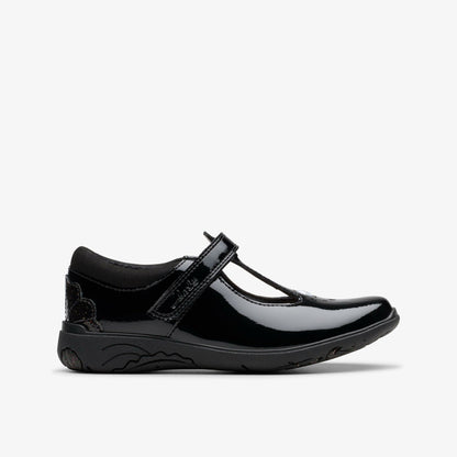 Relda Gem Kid Black Patent - Clarks Kids
