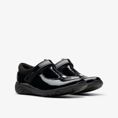Relda Gem Kid Black Patent - Clarks Kids