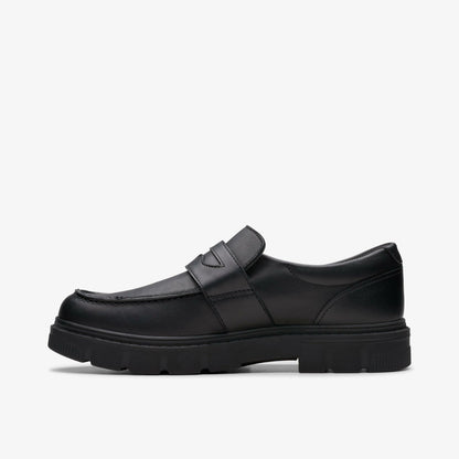 Lorcam Craft Youth Black Leather - Clarks Kids