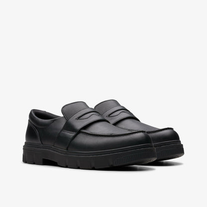 Lorcam Craft Youth Black Leather - Clarks Kids