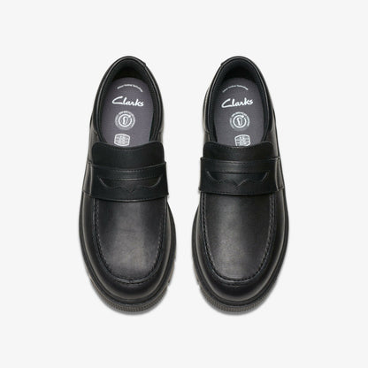 Lorcam Craft Youth Black Leather - Clarks Kids