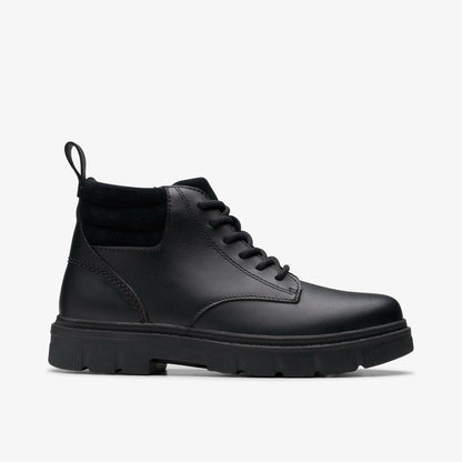 Lorcam Trail Youth Black Leather - Clarks Kids