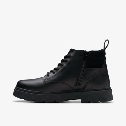 Lorcam Trail Youth Black Leather - Clarks Kids
