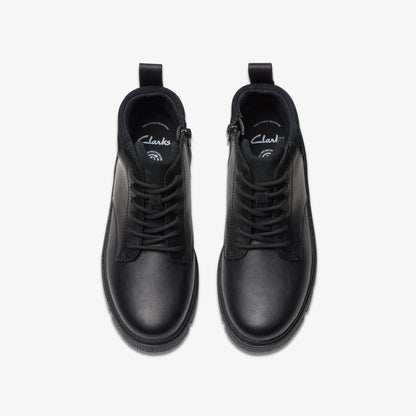 Lorcam Trail Youth Black Leather - Clarks Kids