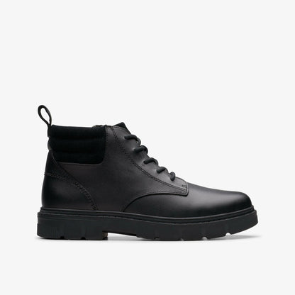 Lorcam Trail Older Black Leather - Clarks Kids