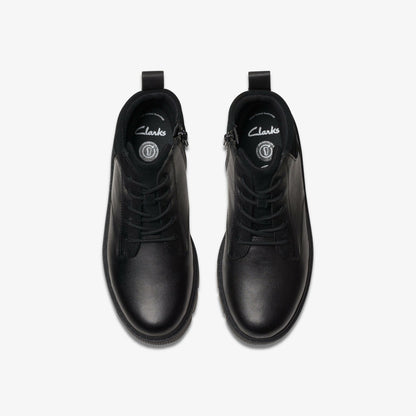 Lorcam Trail Older Black Leather - Clarks Kids