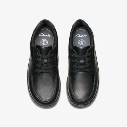 Keelan Flare Youth Black Leather - Clarks Kids