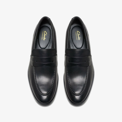 Brandon Step Loafer Black Leather - Clarks Men