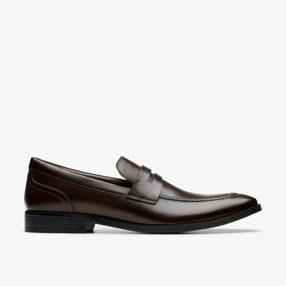 Brandon Step Loafer Dark Brown Leather - Clarks Men