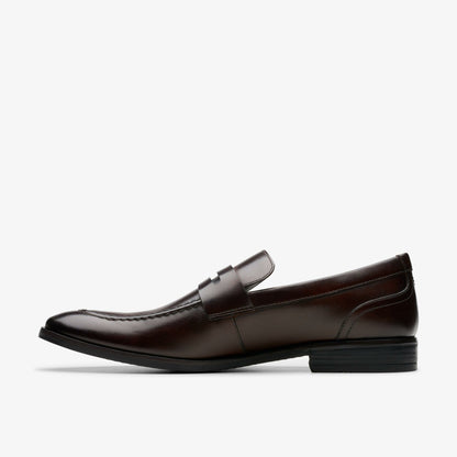 Brandon Step Loafer Dark Brown Leather - Clarks Men