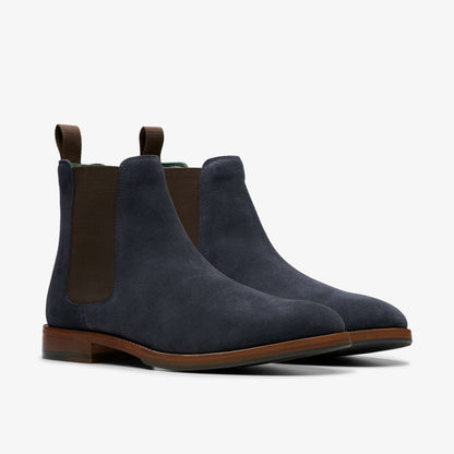 Craft James Top Chelsea Boot Navy Suede - Clarks Men