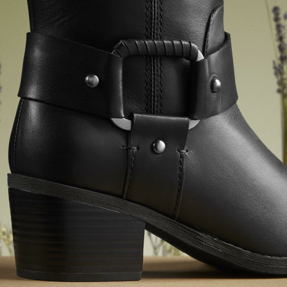 Morzine Rise Black Leather - Clarks Women