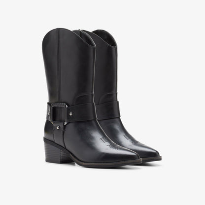 Morzine Rise Black Leather - Clarks Women