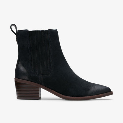 Morzine Top Ankle Boot Black Suede - Clarks Women