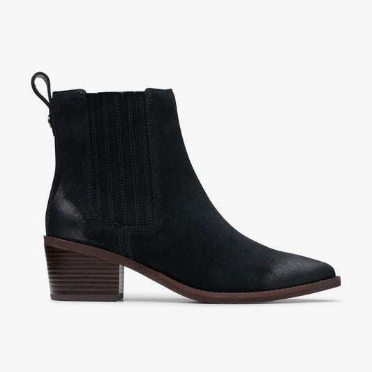Morzine Top Ankle Boot Black Suede - Clarks Women
