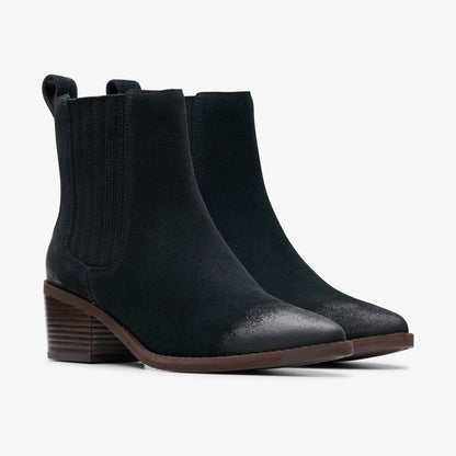 Morzine Top Ankle Boot Black Suede - Clarks Women
