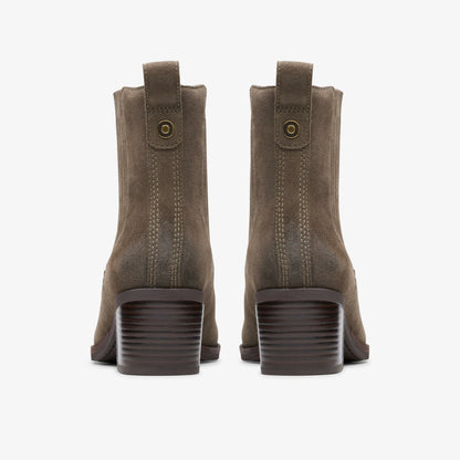 Morzine Top Ankle Boot Mole Grey Suede - Clarks Women