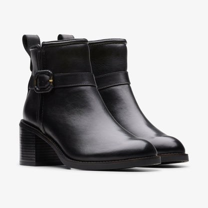 Chamberly Trim Black Leather - Clarks Women