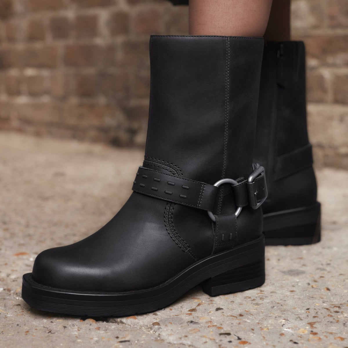 Rebelle Up Black Leather - Clarks Women