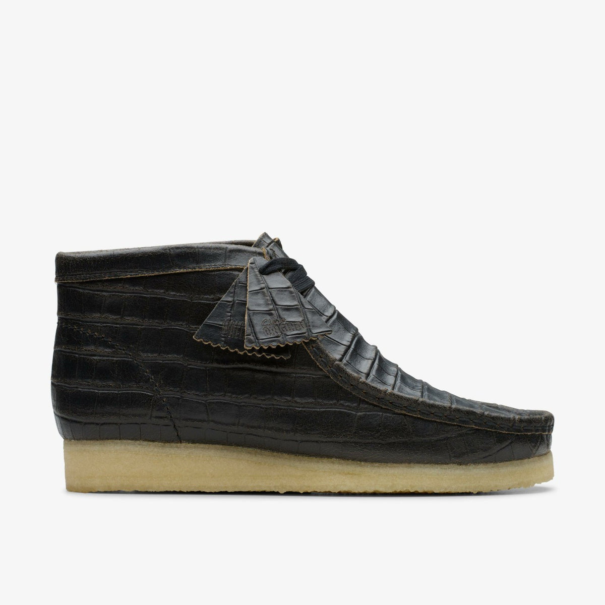 Wallabee Boot Black Crocodile Distress - Clarks Men