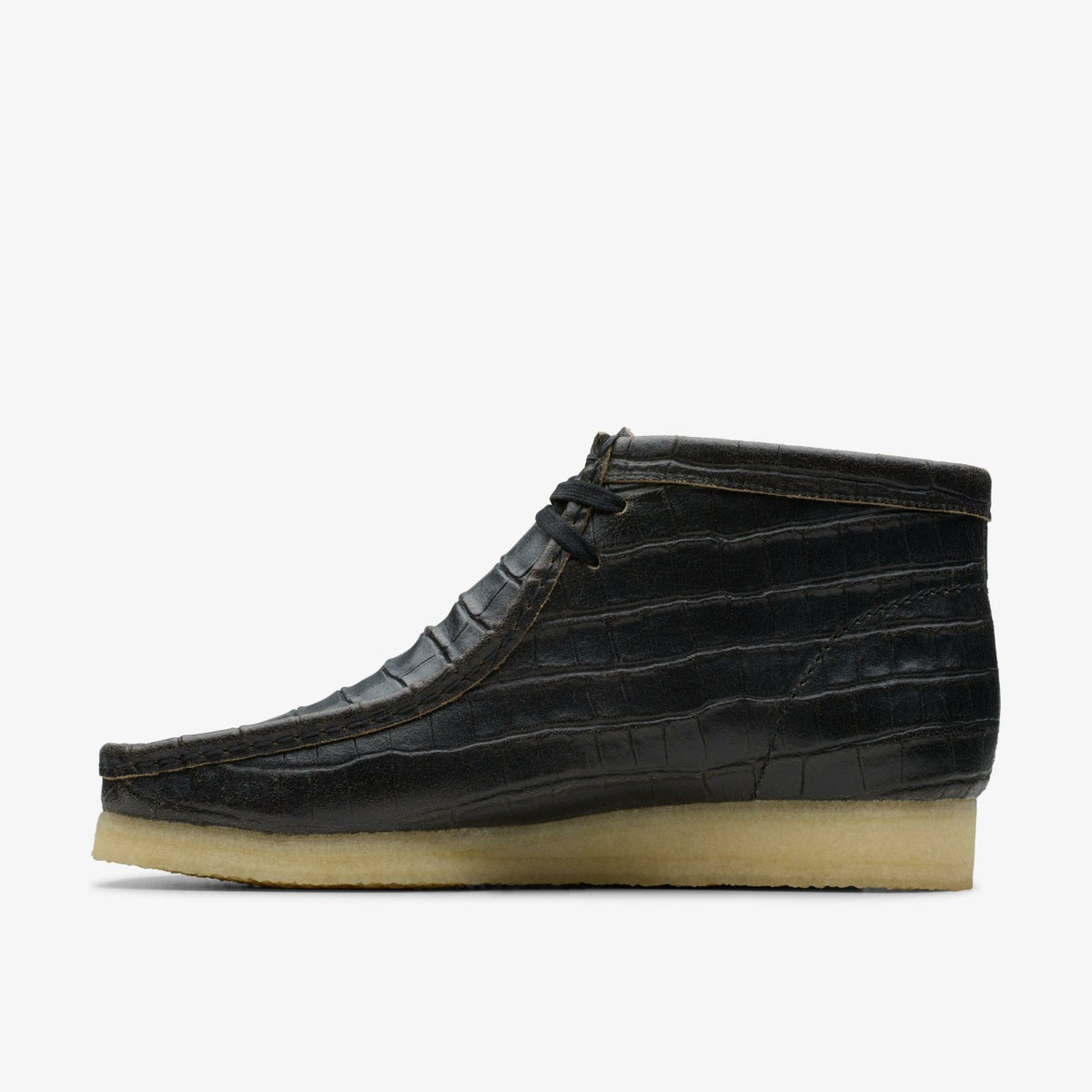 Wallabee Boot Black Crocodile Distress - Clarks Men