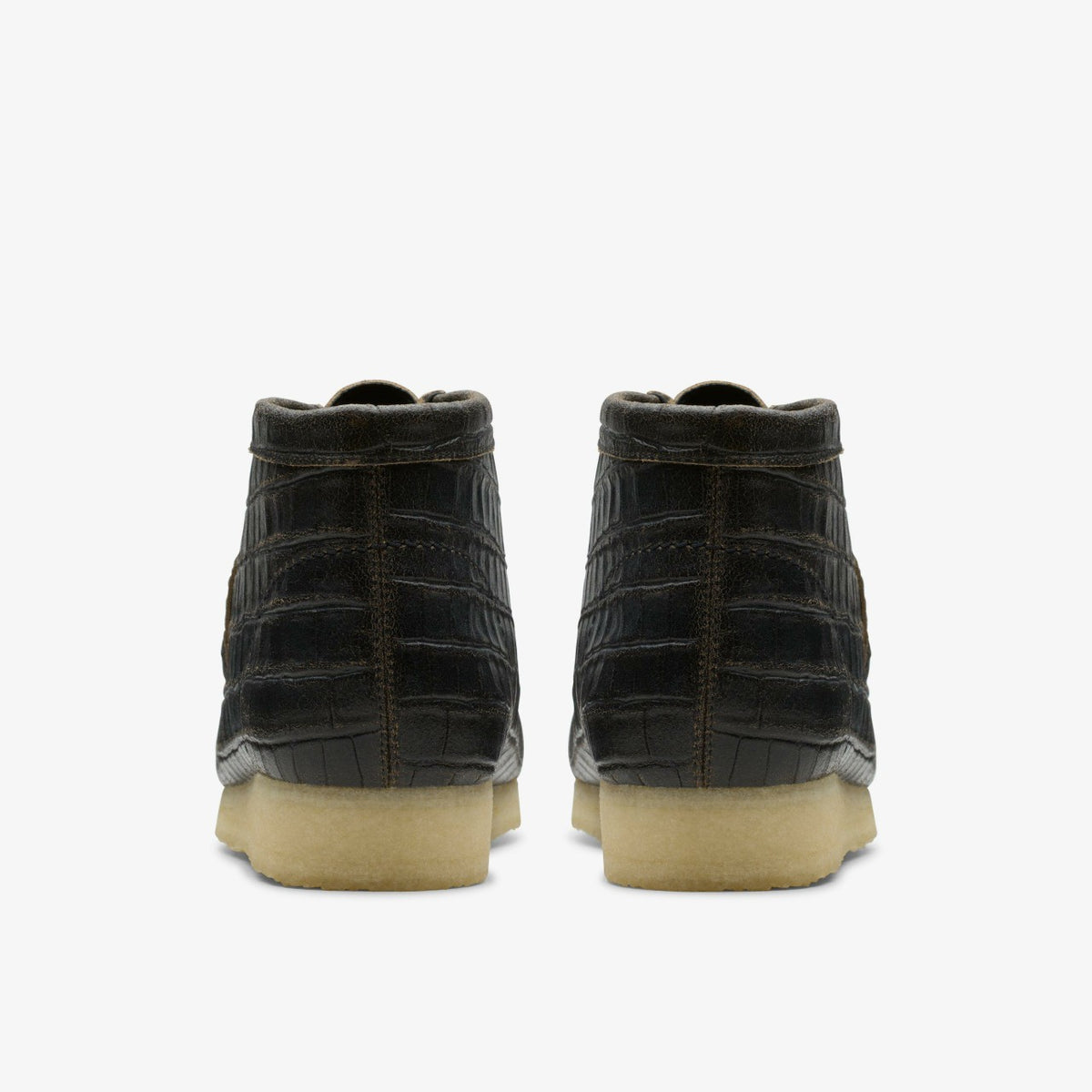 Wallabee Boot Black Crocodile Distress - Clarks Men