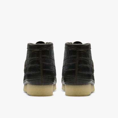 Wallabee Boot Black Crocodile Distress - Clarks Men