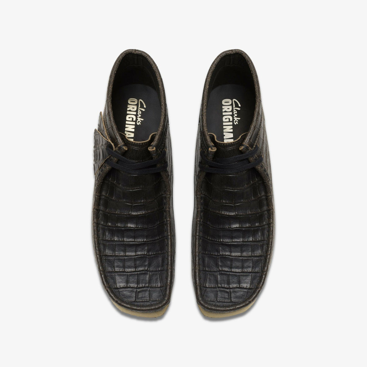 Wallabee Boot Black Crocodile Distress - Clarks Men