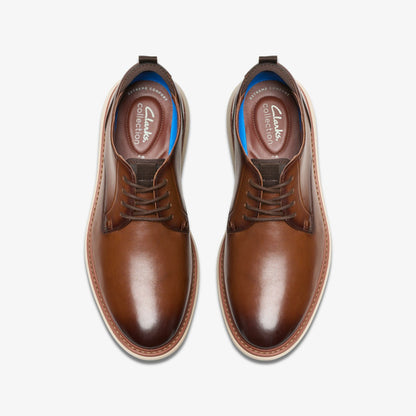 Brantin Plain Dark Tan Leather - Clarks Men