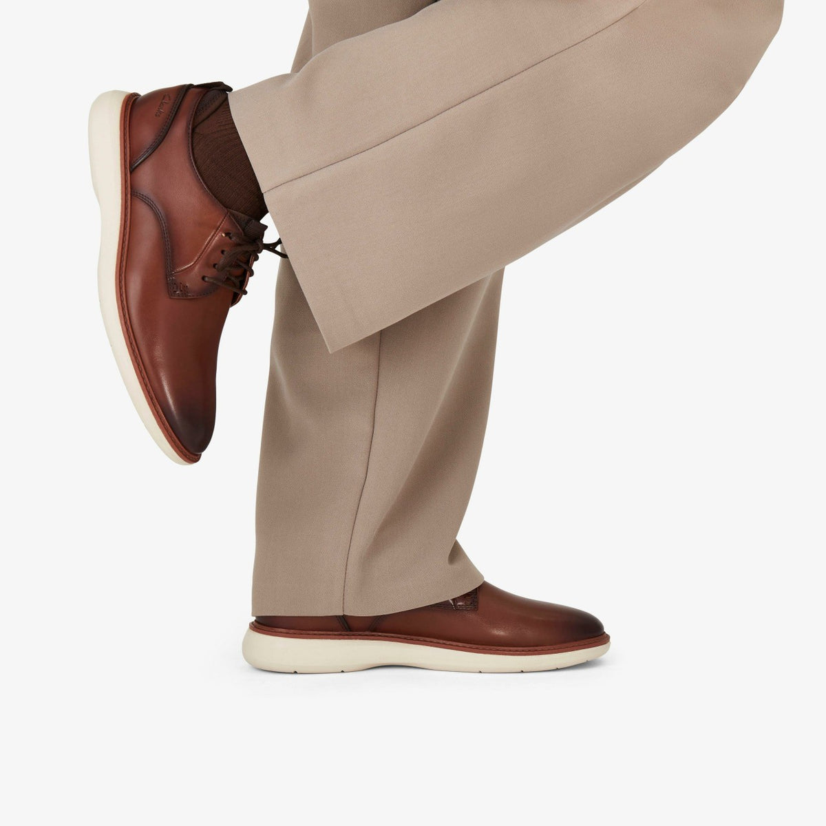 Brantin Plain Dark Tan Leather - Clarks Men
