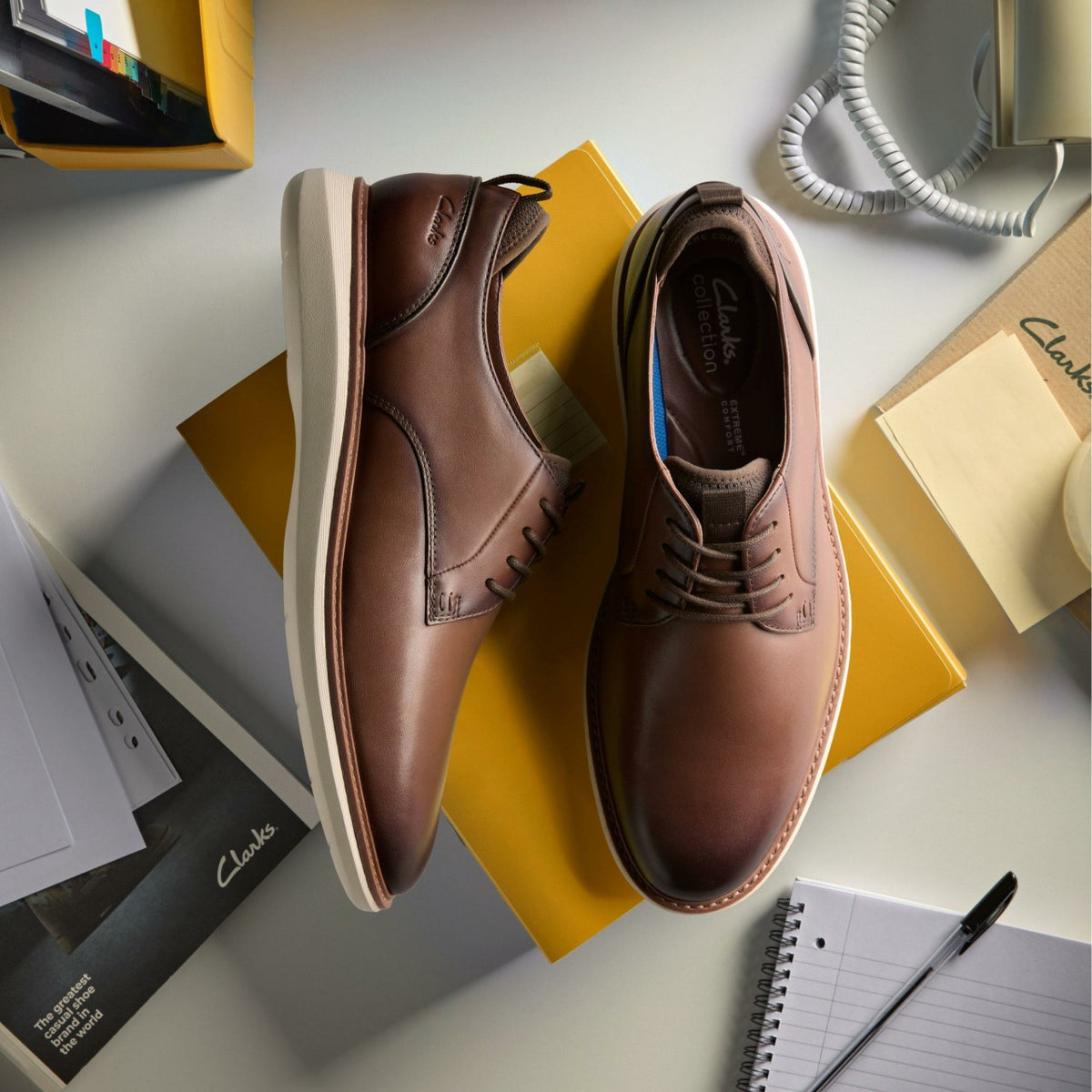 Brantin Plain Dark Tan Leather - Clarks Men
