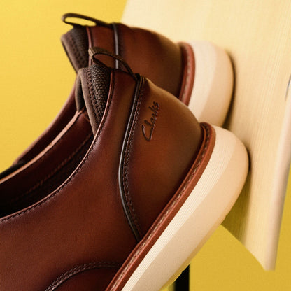 Brantin Plain Dark Tan Leather - Clarks Men