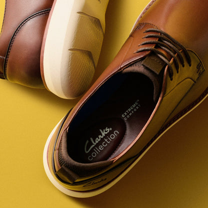 Brantin Plain Dark Tan Leather - Clarks Men