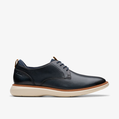 Brantin Plain Navy Leather - Clarks Men