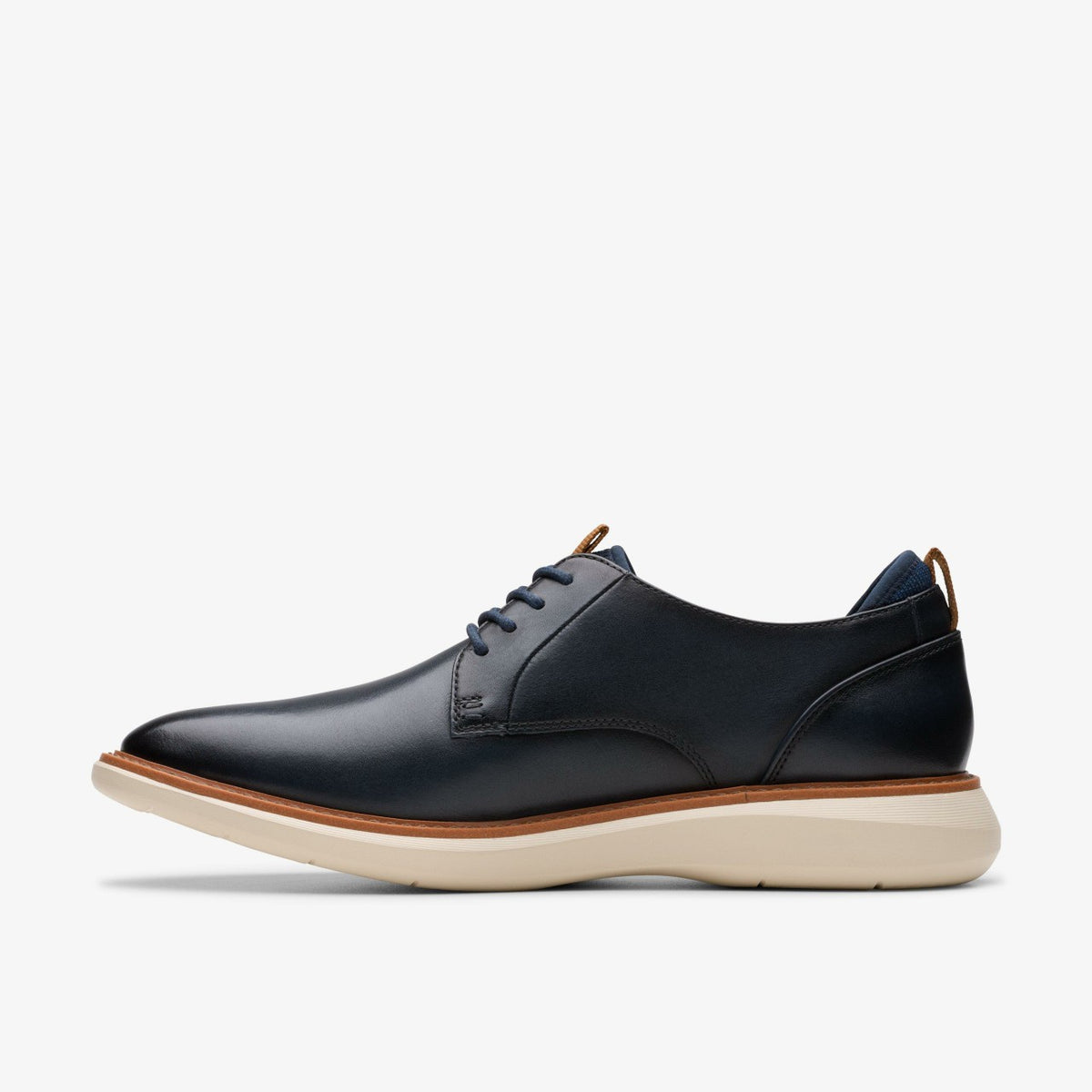 Brantin Plain Navy Leather - Clarks Men