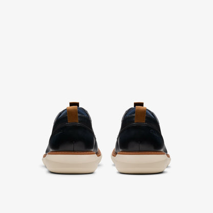 Brantin Plain Navy Leather - Clarks Men