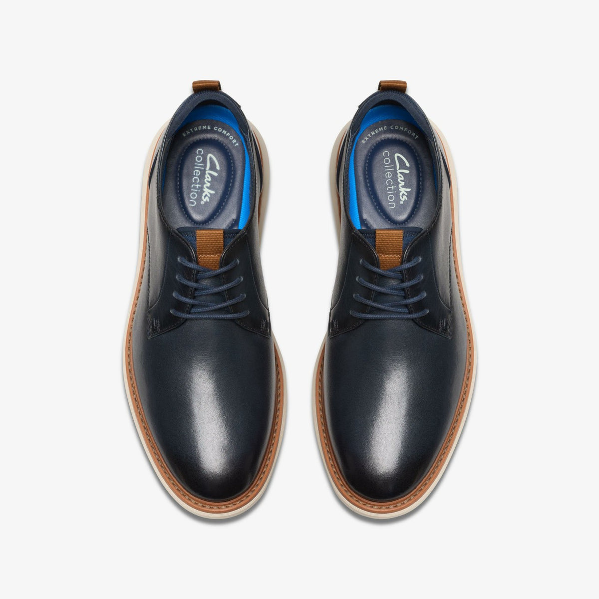 Brantin Plain Navy Leather - Clarks Men