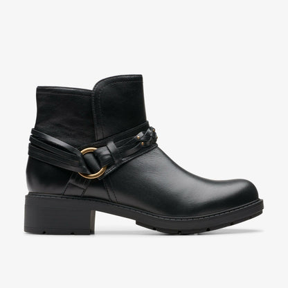 Hearth Kaylie Ankle Boot Black Leather - Clarks Women