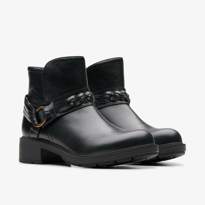 Hearth Kaylie Ankle Boot Black Leather - Clarks Women