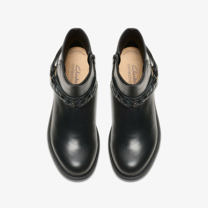 Hearth Kaylie Ankle Boot Black Leather - Clarks Women