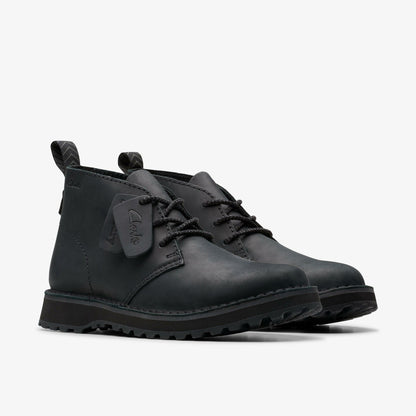 Solsbury Desert Boot Black Leather - Clarks Men