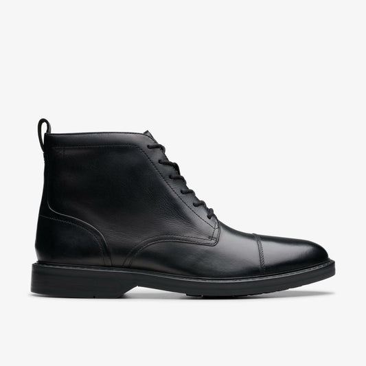Aldwin Cap Black Leather - Clarks Men