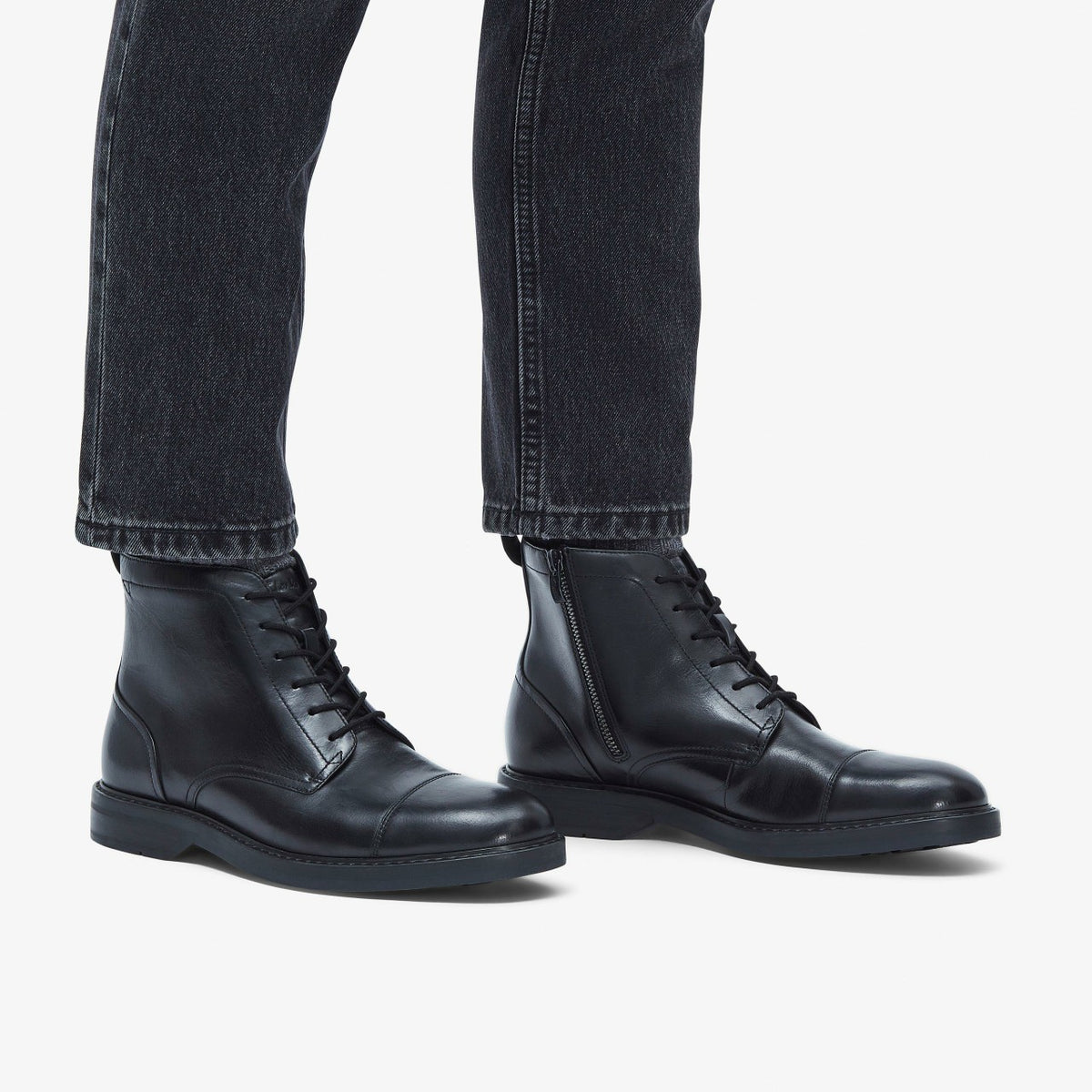 Aldwin Cap Black Leather - Clarks Men