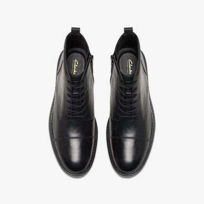 Aldwin Cap Black Leather - Clarks Men
